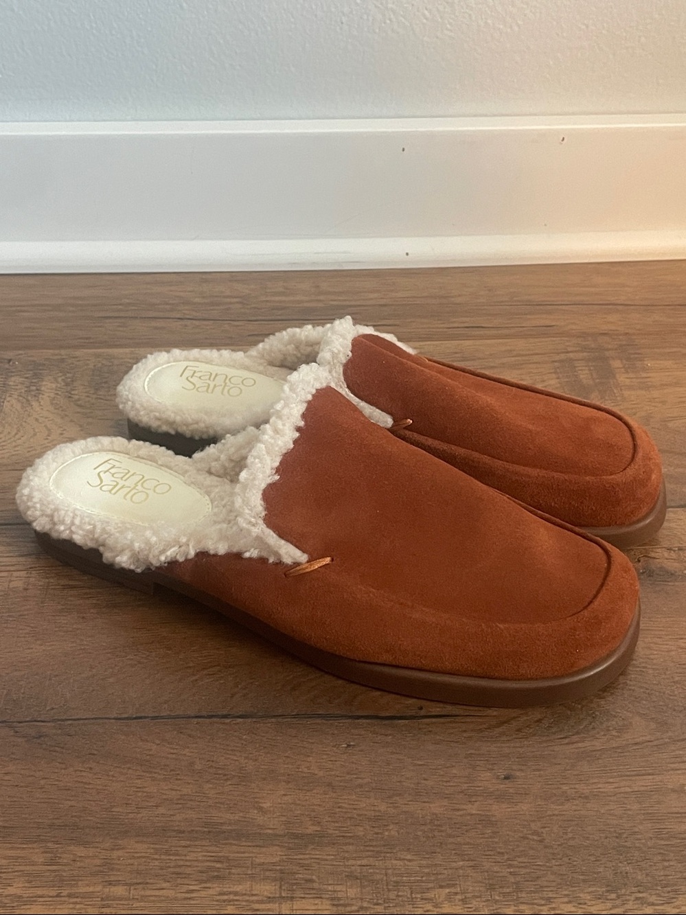 Franco Sarto Suede Faux‎ Fleece Lined Mules Size 9M
